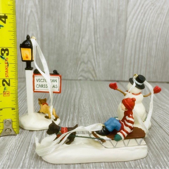 Victorian Christmas Memories Boy on Sled, Snowman, Lamppost Hallmark Ornament 01 - Picture 12 of 15